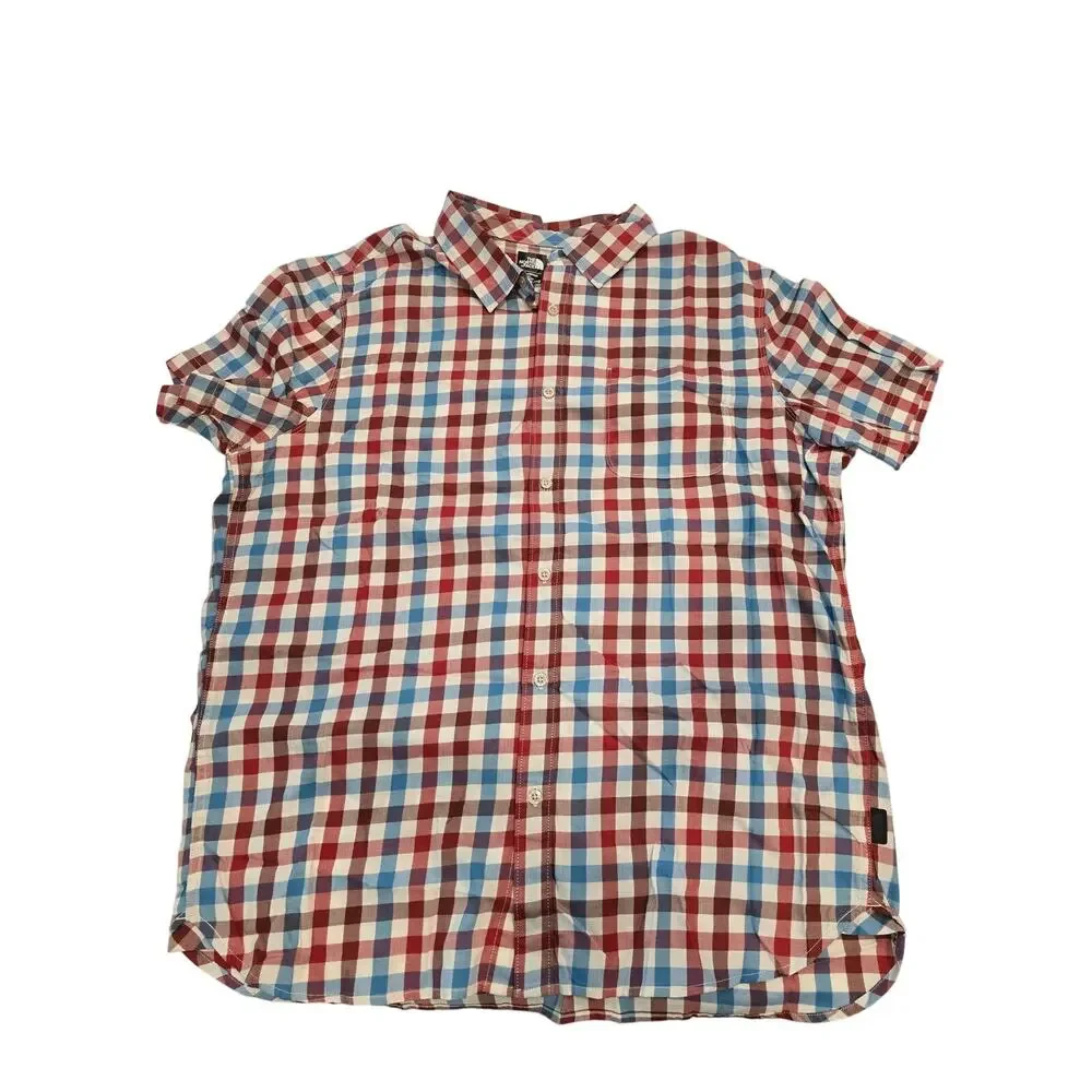 The North Face‎ Mens XL Button Up Shirt Red Blue Plaid Outdoor Casual Trailcore